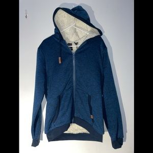 New with Tags Buffalo David Bitton Sherpa Jacket Royal Blue Mix